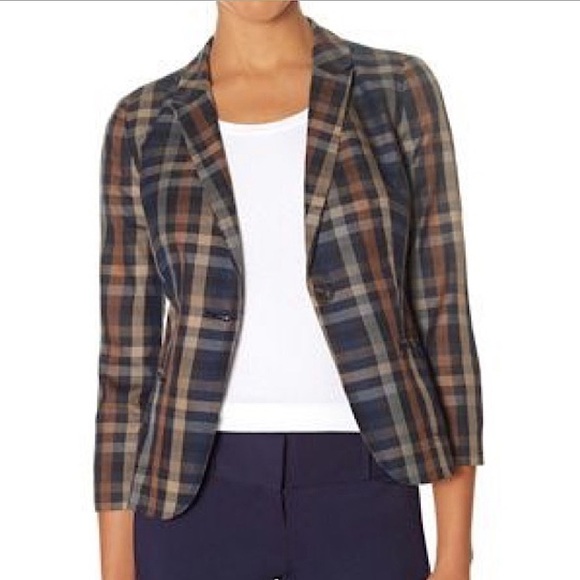The Limited Jackets & Blazers - THE LIMITED BLUE PLAID BLAZER